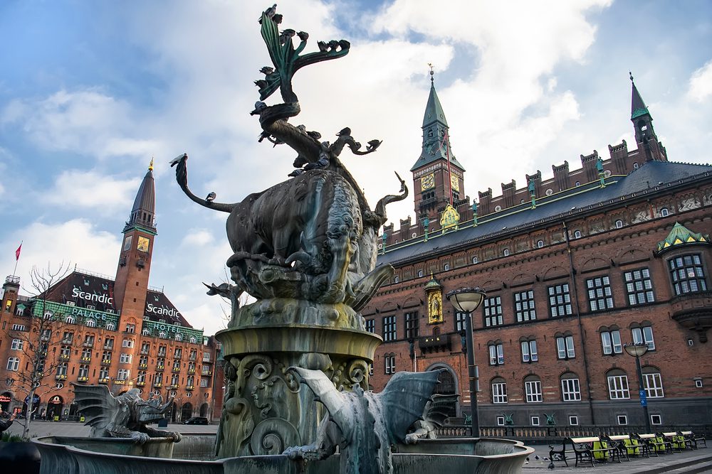 Fountain,With,Bronze,Sculpture,Of,Bull,And,Dragon,On,City